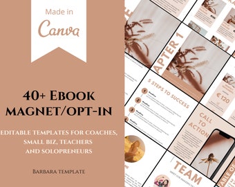 40+ Ebook Template Canva for Female Entrepreneur, Editable Workbook Template, Blogger Ebook, Magnet for Online Course, Content Creator