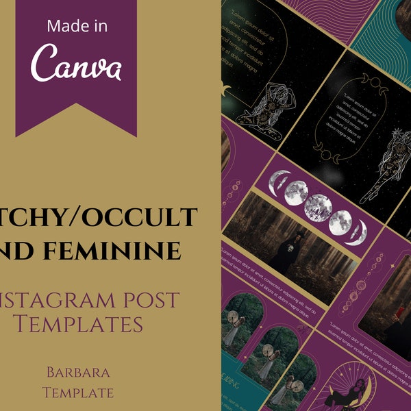 Occult Canva Template Pack - 20 Enchanting Witchy Designs for Instagram, Mystical Social Media Branding, Ideal for Pagan Entrepreneurs