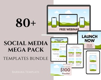 Social Media Template Mega Pack - 80 Aesthetic Neutral Designs for Online Branding & Instagram Influencers, Perfect Gift for Entrepreneurs