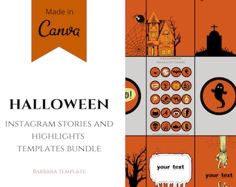 Halloween Instagram Stories and Highlights Templates, Canva Templates, Instagram Story, Highlight Cover, Bloggers, Content Creator, Branding