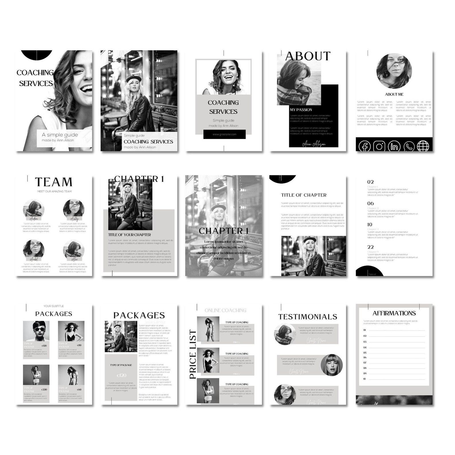 Minimalist Black and White Mega Pack Bundle of Templates, Minimalist ...