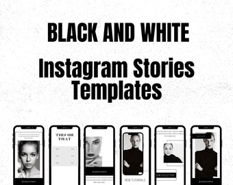 Minimalist Instagram Stories Black and White templates, Instagram Story Covers, Branding Kit, Canva Blogger Templates, Black, Stories, Canva