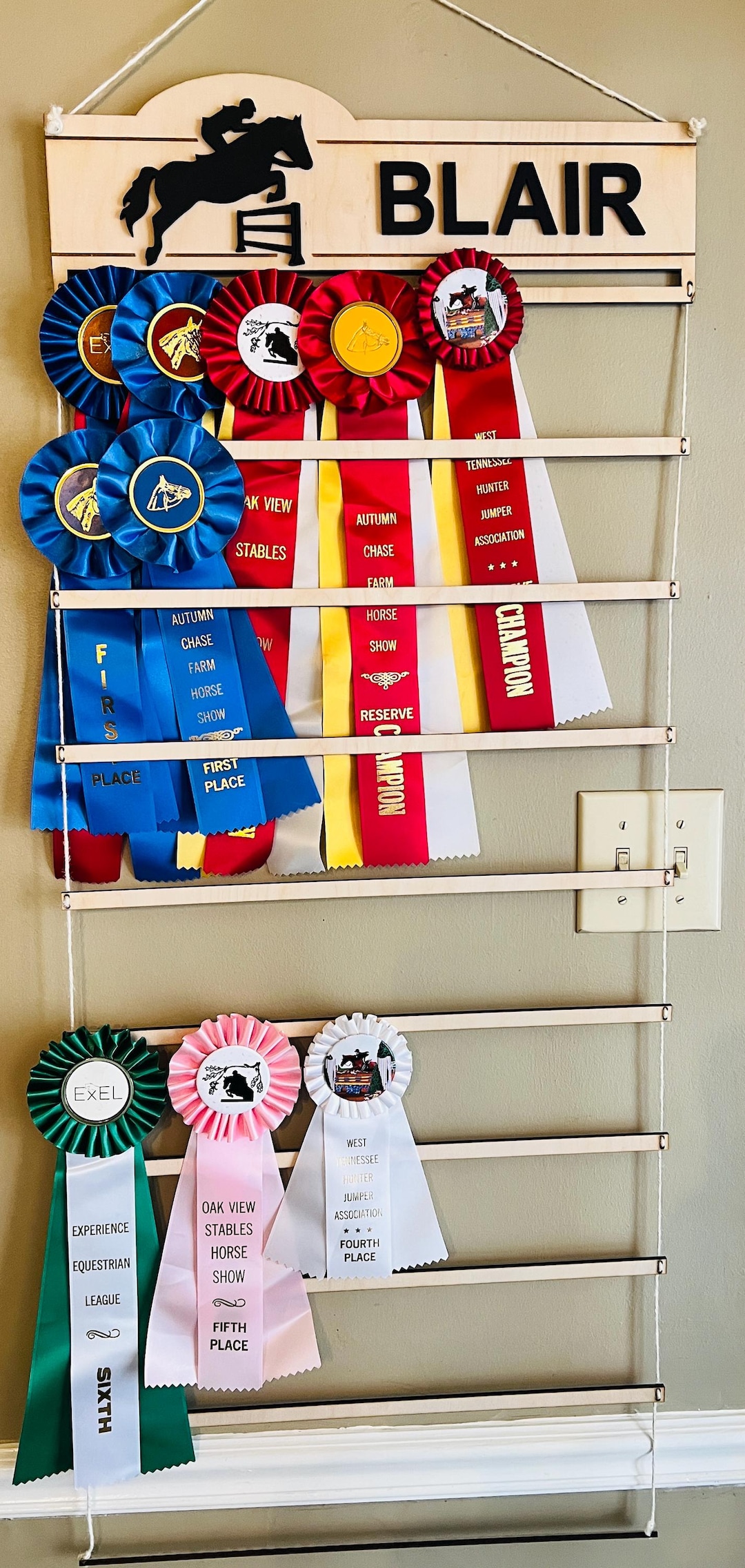 Bull Ribbon Display Personalized Horse Show Ribbon Display Holder,english and Western ...