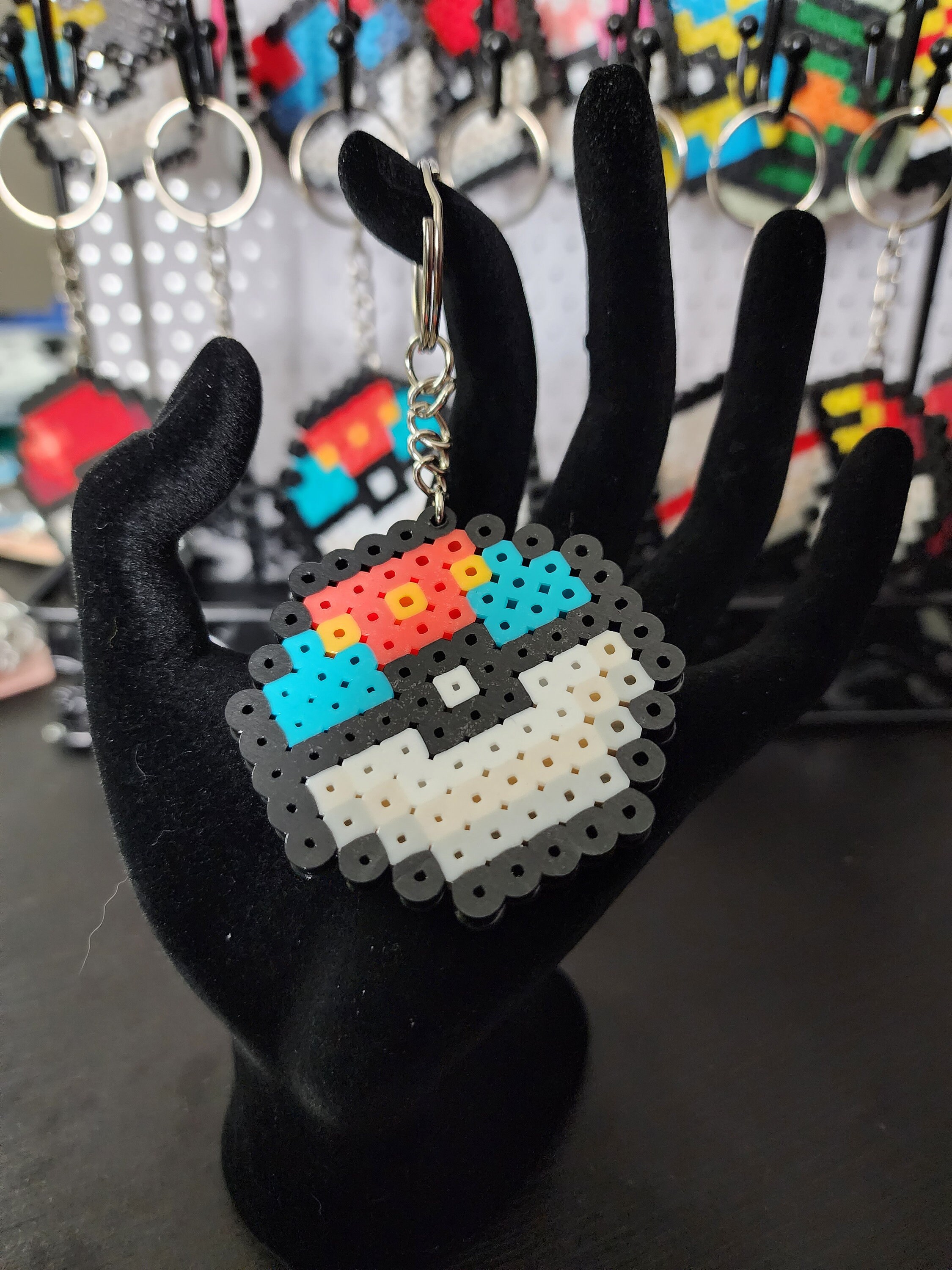Pokeball Beaded Keychains Perler Beads Etsy