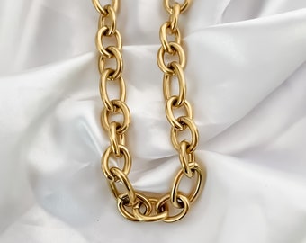 18k Gold Chain, Thick Gold Chain, Curb Chain, Choker Necklace, Gold Choker, Chunky Jewelry, Waterproof Necklace, Birthday Gift For Her