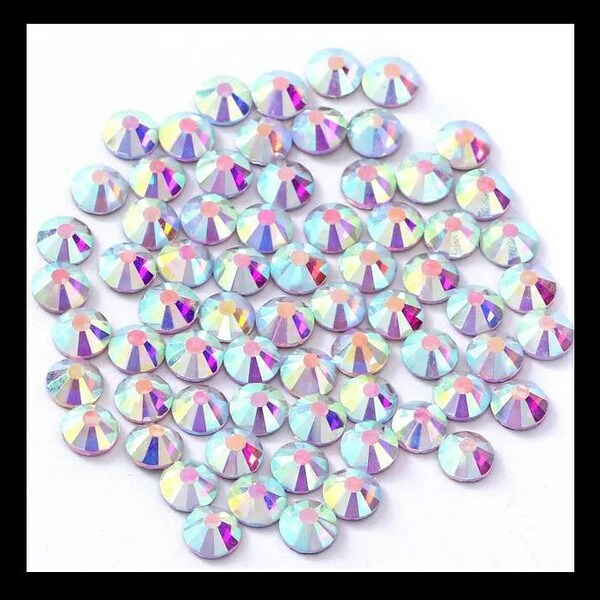 Crystal ab GLASS CHOOSE Size and Color Flatback NonHotfix Rhinestones Crystals SS6/8/10/12/16/20 High Quality Faceted Sparkly Diy Bling