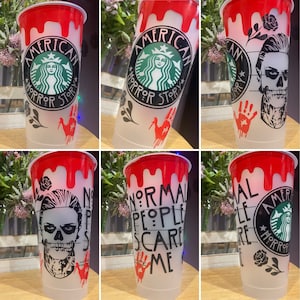 Custom AHS American Horror Story Season Themed Reusable Venti Starbucks Cup