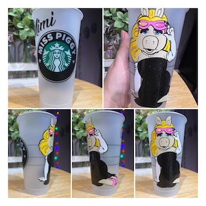 Aangepaste Miss Piggy thema Venti herbruikbare Starbucks Cup || Kermit de Kikker / Miss Piggy / Muppets / Disney / Jim Henson