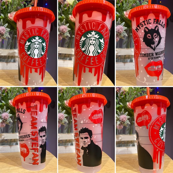 Custom Vampire Diaries Themed Reusable Venti Starbucks Cup / handmade gift