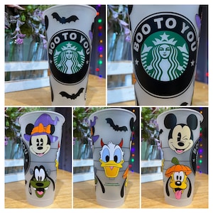 Custom Disney Fab Five Themed Reusable Venti Starbucks Cup / Disney / Halloween / Trick or Treat