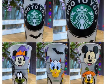 Custom Disney Fab Five Themed Reusable Venti Starbucks Cup / Disney / Halloween / Trick or Treat