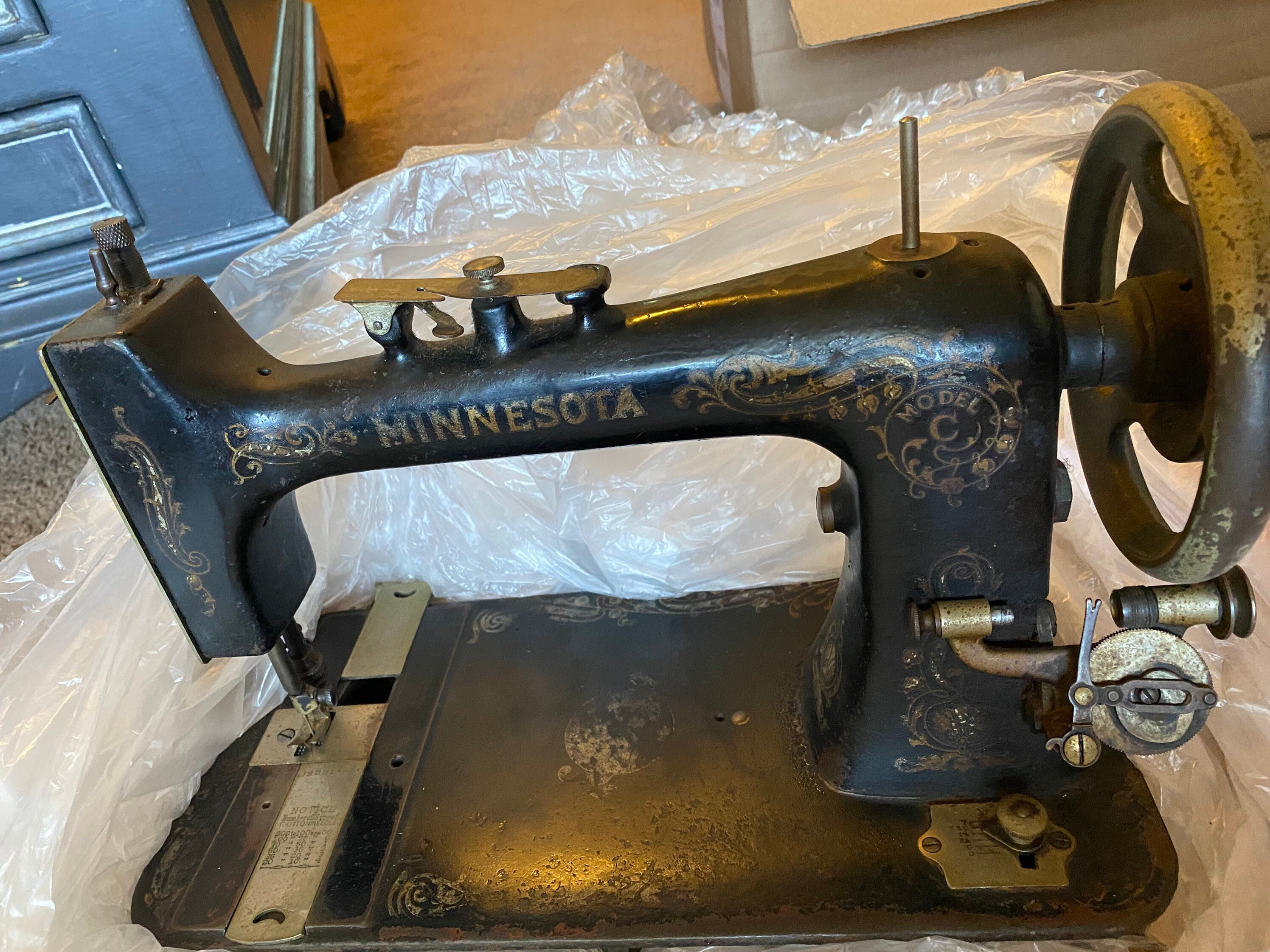 Incredible Antique Minnesota Sewing Machine Black and Gold Etsy
