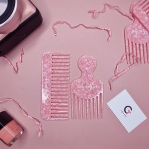 Eco-Friendly 'Pretty in Pink' Wide Tooth Comb And Afro Hair Comb Bundle Set For Curly & Natural Hair l Biodegradable l Clean Products