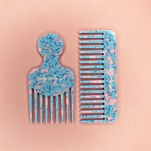 Little Mermaid 'Blue Crush' Wide Tooth Comb and Afro Hair Comb Set For Curly & Natural Hair l Plant Based l Eco-Friendly l Clean Products