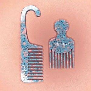 Little Mermaid &#39;Blue Crush&#39; Eco-Friendly Shower Comb and Afro Hair Comb Set l Plant Based No Plastic l Environmentally Friendly Comb Set