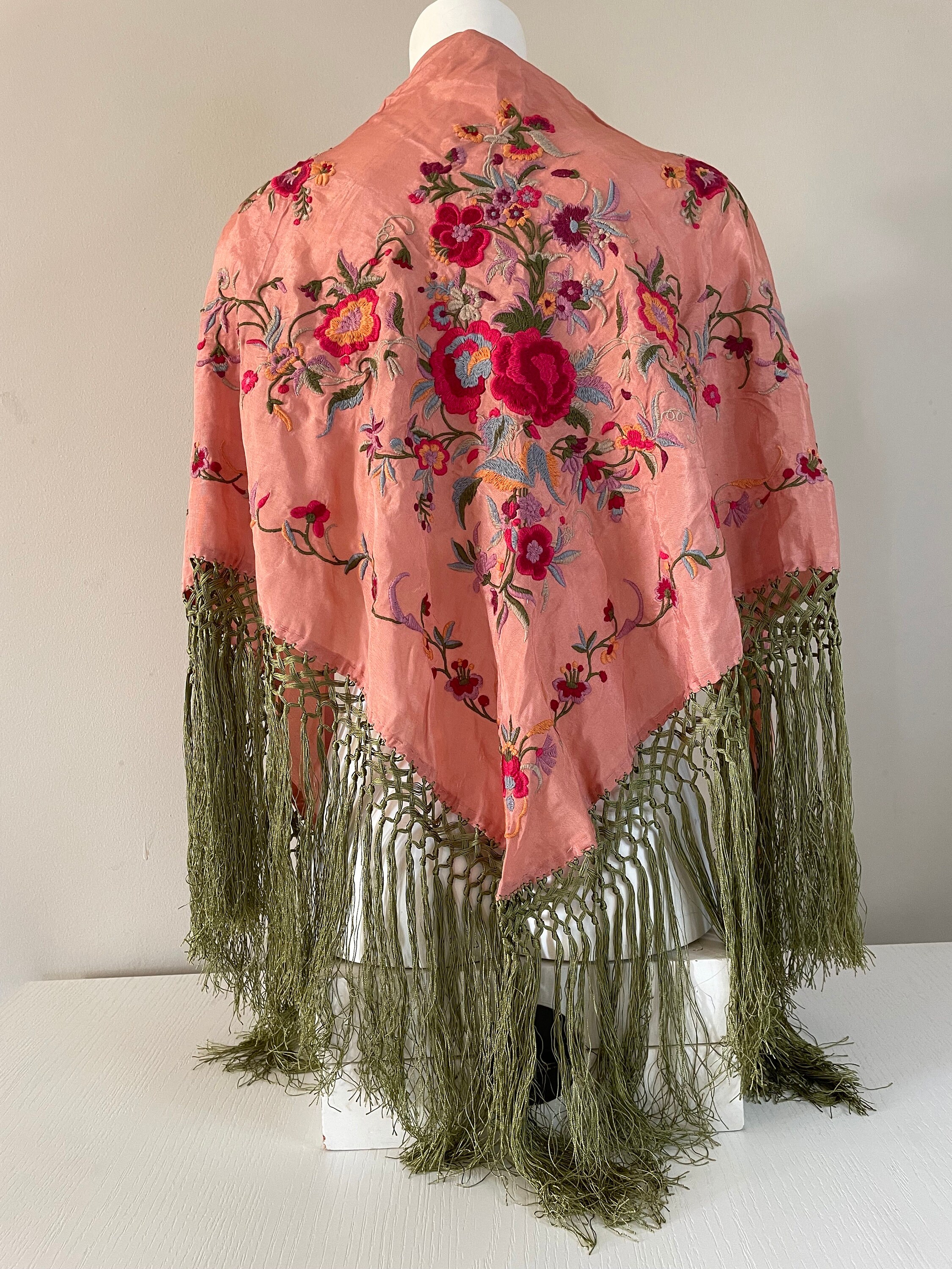 Embroidered silk best sale shawl