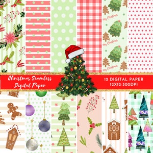 Pacote de Papel Digital de Natal: Fundos Festivos Sem Costura (Download Digital)