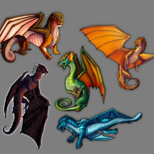 Stickers Wings of Fire (WoF) Arc 1 POV Dragons || Argile, Tsunami, Glory, Starflight, Ensoleillé