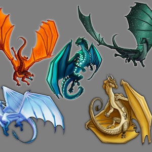 Stickers Arc 2 Wings of Fire (WoF) Dragons POV || Observateur de la lune, Hiver, Péril, Tortue, Qibli