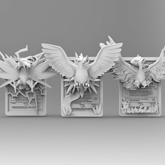 3D Pokemon Card - Articuno, Zapdos, Moltres - Etsy