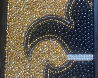 Fleur de Lis Mardi Gras Bead Art