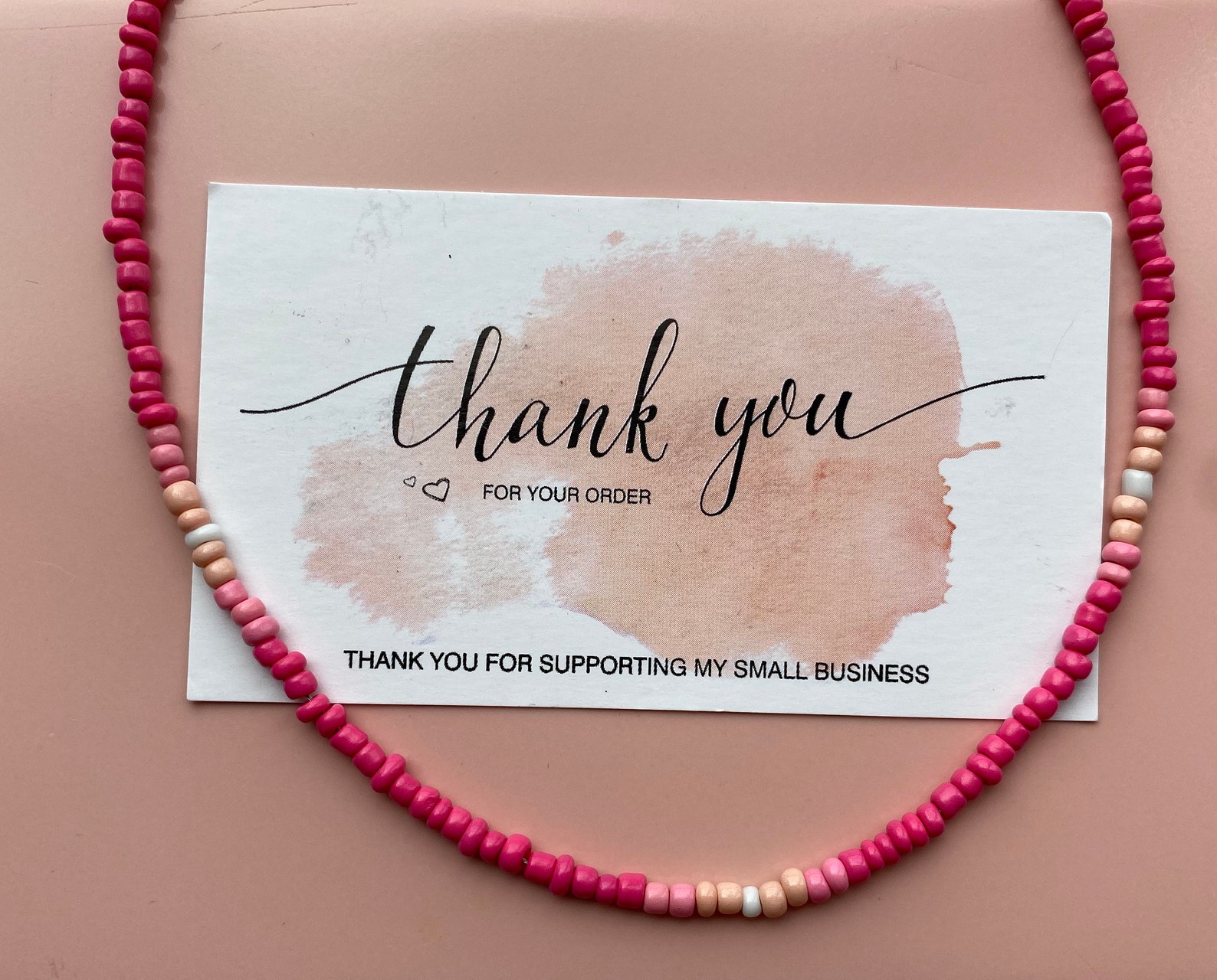 Pink seed bead necklace Etsy