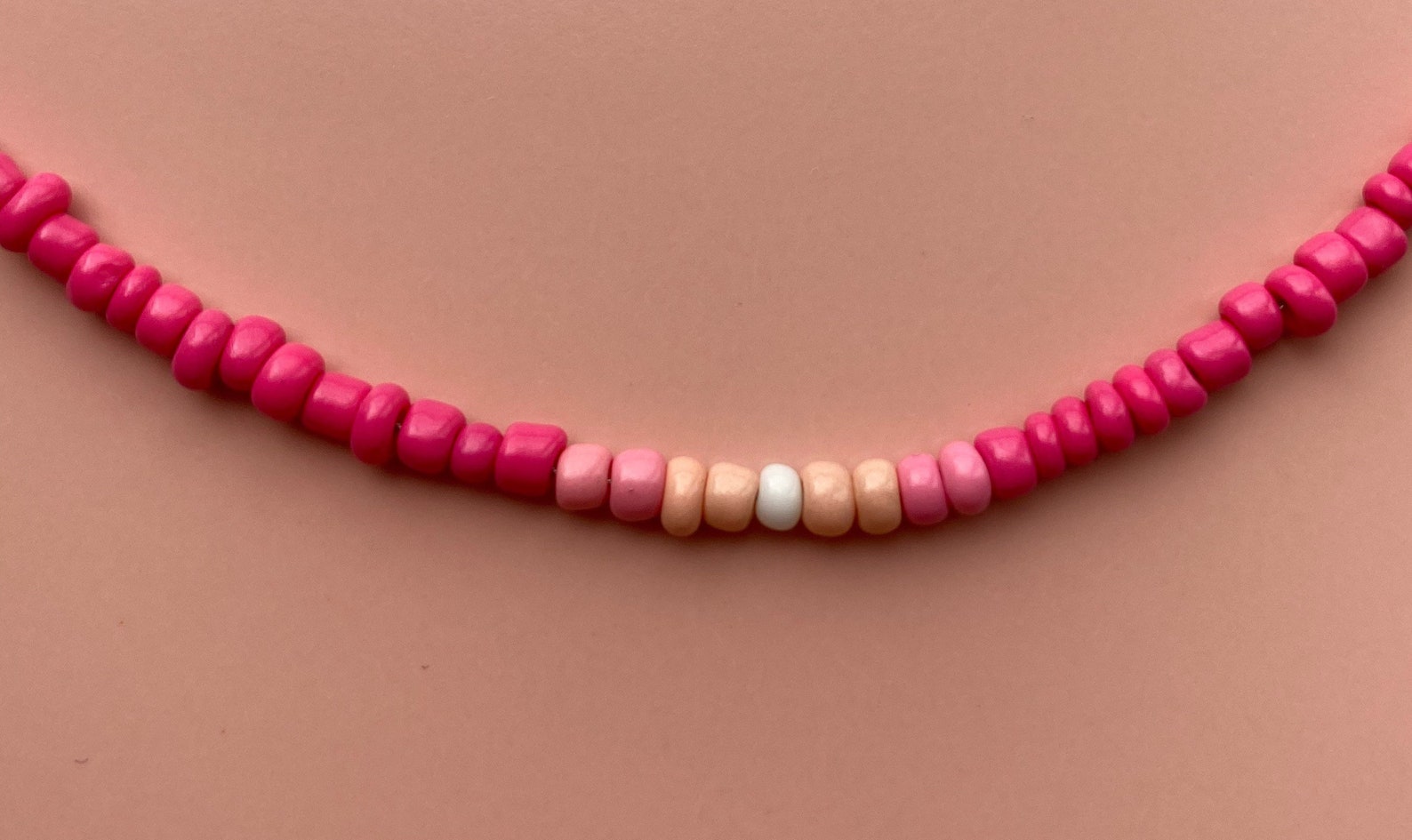 Pink seed bead necklace Etsy