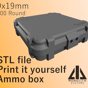 9x19mm - Print It Yourself Ammo Box- 100 Round- STL- Monolith Systems