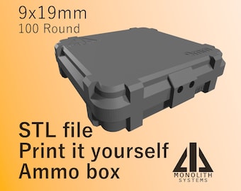 9x19mm - Imprímelo tú mismo Caja de munición- 100 rondas- STL- Sistemas monolíticos
