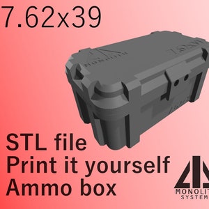 7.62x39- 自分で印刷する弾薬箱- 50 発- STL- モノリス システム