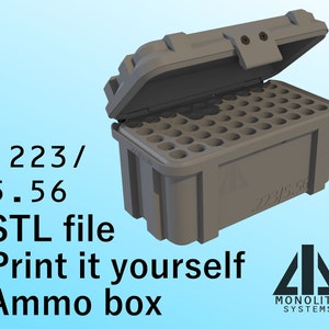 223/5.56- Print It Yourself Ammo box- 50 Round- STL- Monolith Systems