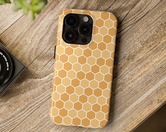 Cute Honeycomb Phone Case, Gift for Bee Lover, Honey Pattern, iPhone Tough Case, UV Protected Case, iPhone 16 15 14 13, Samsung Galaxy S24