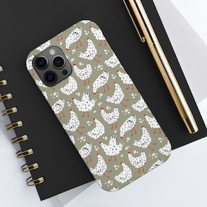 Cute Chickens Phone Case, Kawaii Chickens Pattern, Fun Doodle iPhone Tough Case, iPhone 16 Pro Max 15 Plus 14 13 12 11, Samsung Galaxy S24