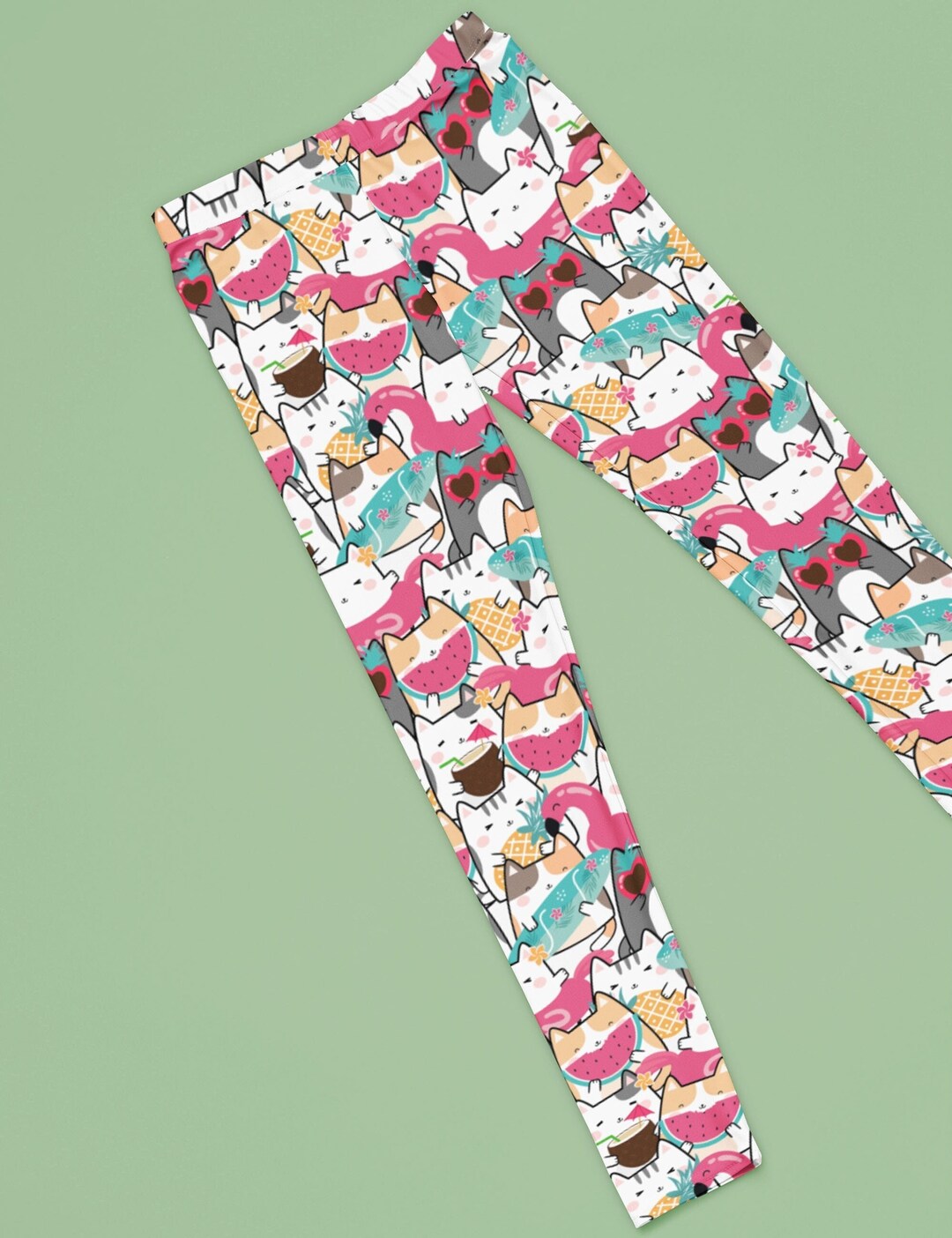 Kawaii Cat Leggings, Cat Yoga Pants, Cute All-over Print Women's ...