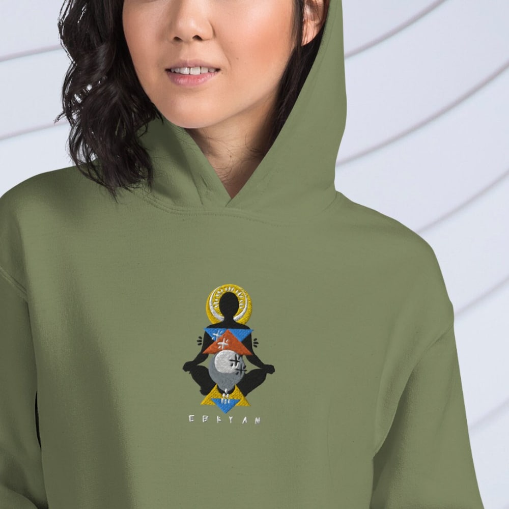 Alignment Embroidered Unisex Yoga Conscious Embroidery Illustration Hoodie