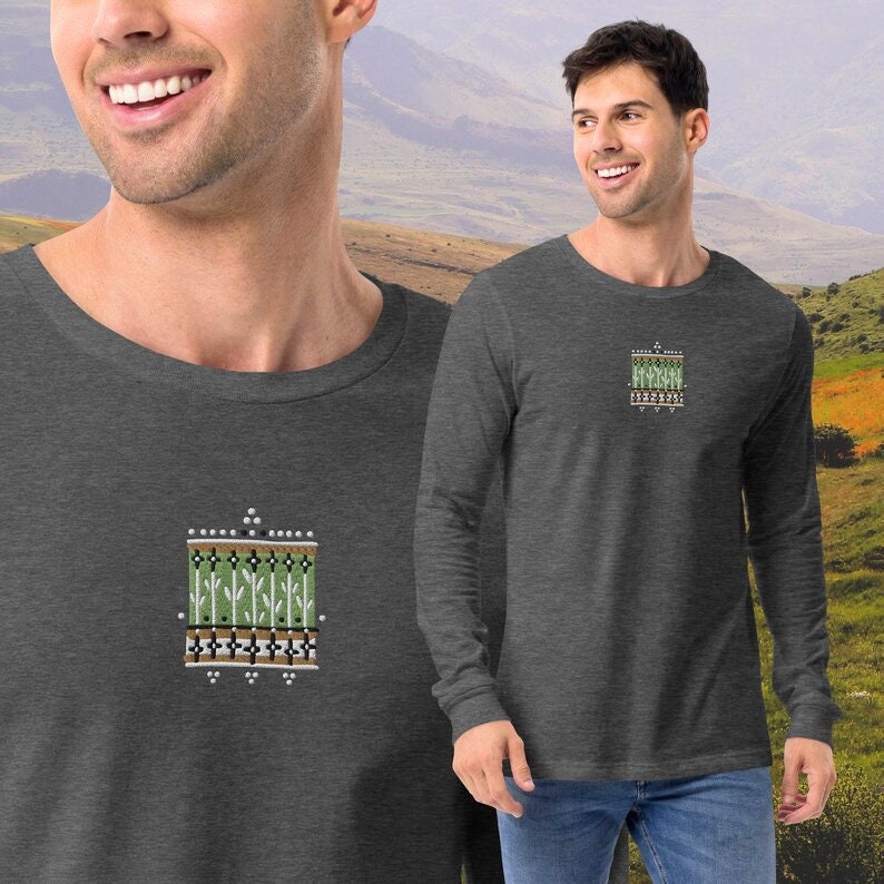 Green & Gold Garden Embroidered Unisex Long Sleeve Folk - Etsy