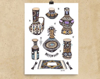 Ilustración de cerámica Giclée Print 12x16"