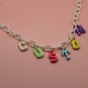 Personalised necklace // pastelcore, word necklace, nostalgic, custom necklace, pastel necklace , y2k inspired, custom gift, gift idea