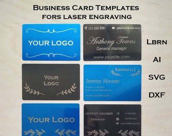 Business Card Templates For Laser Engraving |  5 design bundle | Laser cutting engraving  SVG DXF | Personalised Aluminum Card Templates