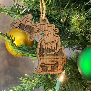 Michigan Ornament State Shape | MI Hand Ornament | Michigan State Outline | Great Lakes Michigan Midwest Ornament | Wood Christmas Gift