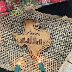 Houston, Texas Ornament | Houston, TX Skyline Cityscape | Houston Ornament Gift | Texas State Ornament Houston Skyline | Houston Cityscape