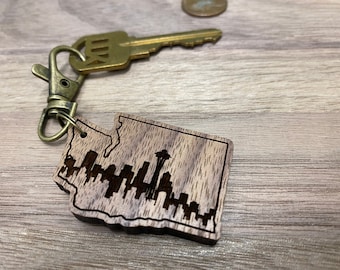 Seattle Washington Keychain | Seattle Skyline Cityscape | PNW Seattle Gift | Pacific Northwest Keychain