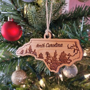 North Carolina Ornament State Shape East Coast Ornament NC State Outline North Carolina Forest Ornament Solid Cherry