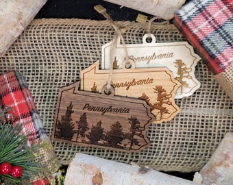 Pennsylvania Ornament State Shape | PA Christmas Ornament | Pennsylvania State Outline | East Coast PA Ornament | Wood Christmas Gift