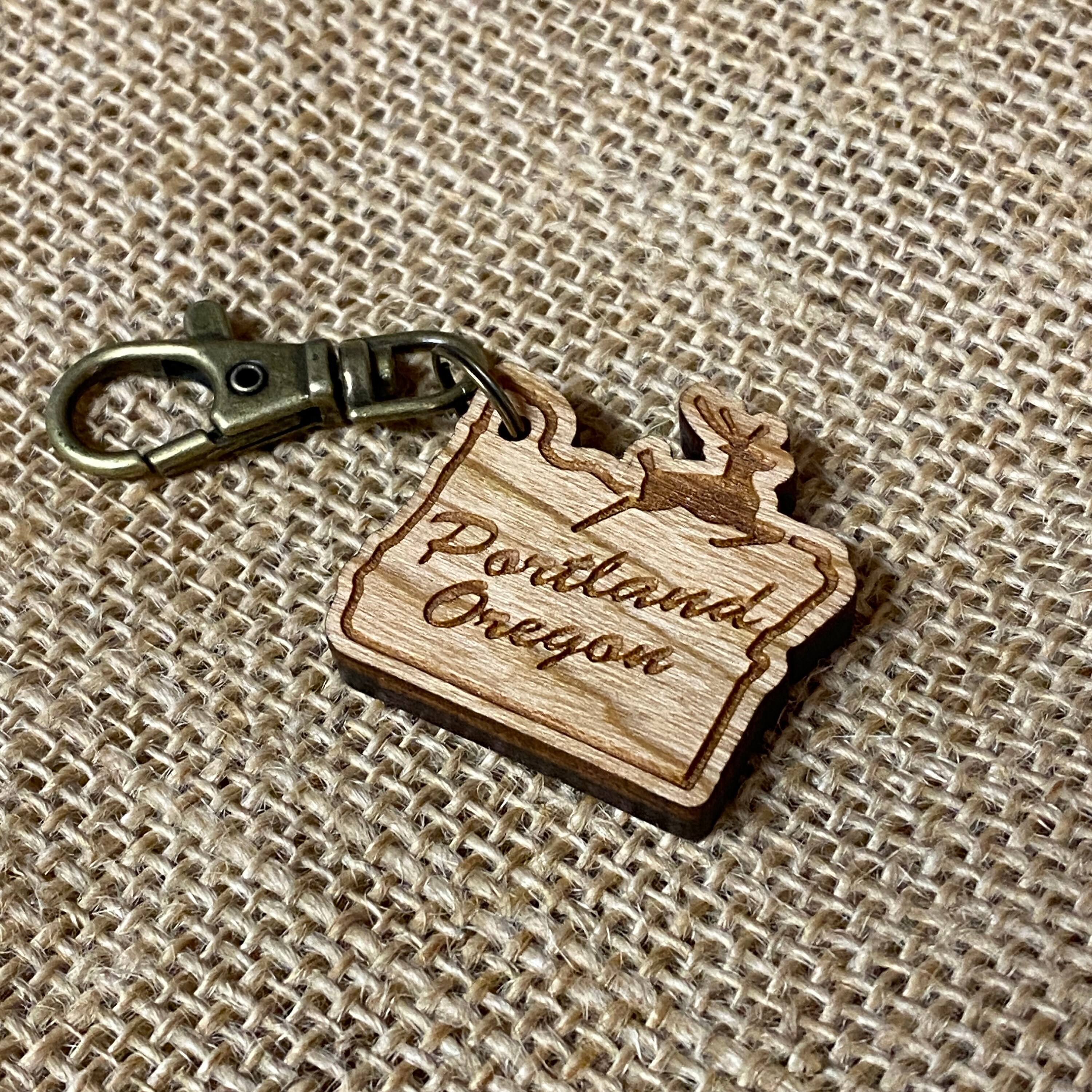 Portland Oregon Old Town Keychain - Engraved Solid Hardwood With ...