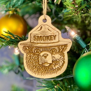 Smokey Bear Ornament | Officially Licensed Smokey Bear Christmas Gift | Premium Wood Engraved Ornament