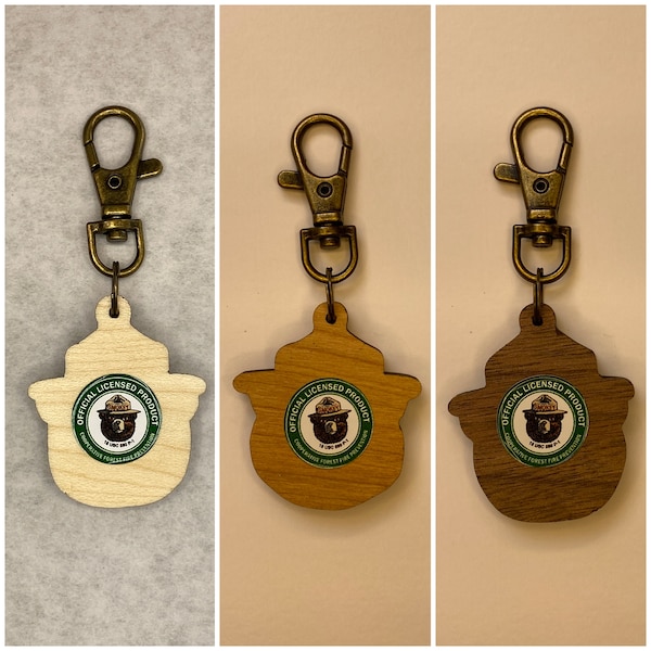 Smokey Bear "1952 Smokey" Keychain | Officially Licensed Smokey Bear Gift | Wooden Smokey Keychain | 10% of Each Sale Donated to USFS