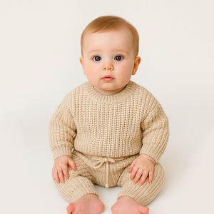 Baby Kids knitted outfit | Chunky Knit Sweater + Pants | 2pc SET image 12