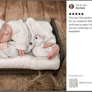 Baby Knit Jumpsuit Buttoned Outfit | Combo Options| Beanie booties Jumper| Coco-Speckle MEKO image 2