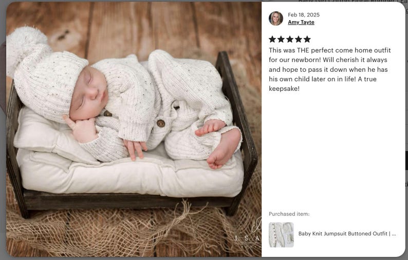Baby Knit Jumpsuit Buttoned Outfit | Combo Options| Beanie booties Jumper| Coco-Speckle MEKO image 2